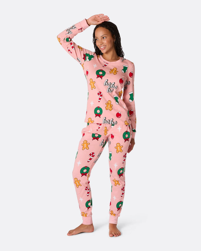 Rosa Hohoho-Weihnachtspyjama für Damen