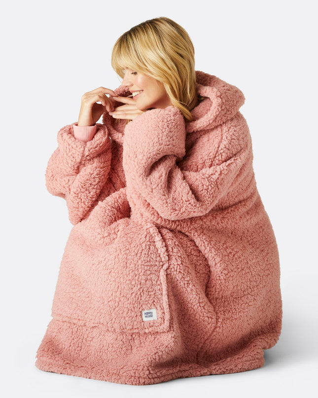 HappyHoodie Pink Sherpa für Erwachsene – Bestseller und Komfort