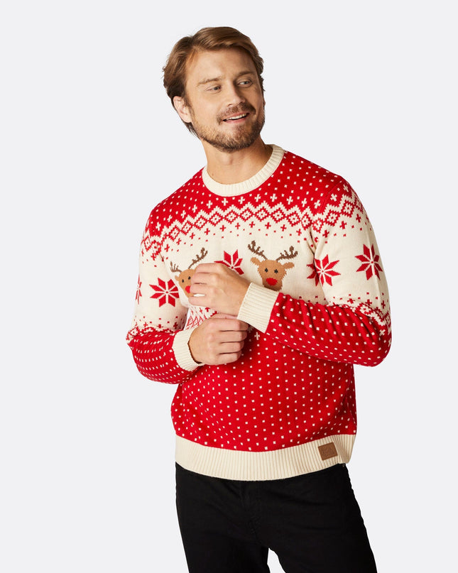 Men's Retro Red Reindeer Christmas Sweater