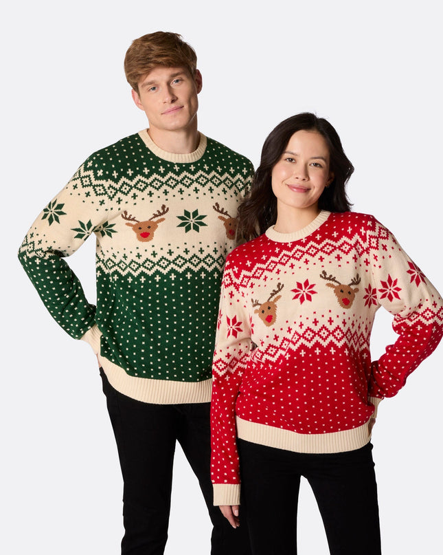 Men's Retro Green Reindeer Christmas Sweater