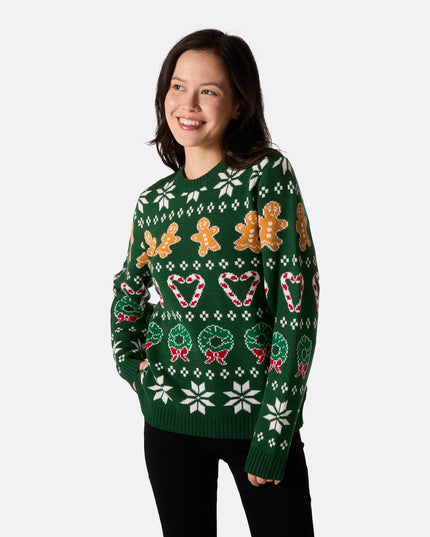 Women's Green Family Christmas Sweater