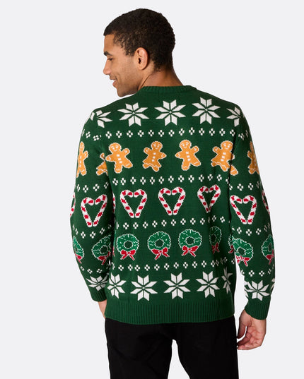 Grüner Weihnachtspullover für Herren – perfekt für die ganze Familie an den Feiertagen