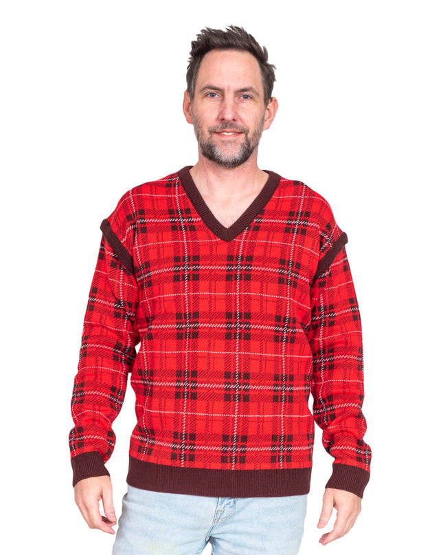 Ugly Sweater Weste mit abnehmbaren Ärmeln und Rentiergeweih