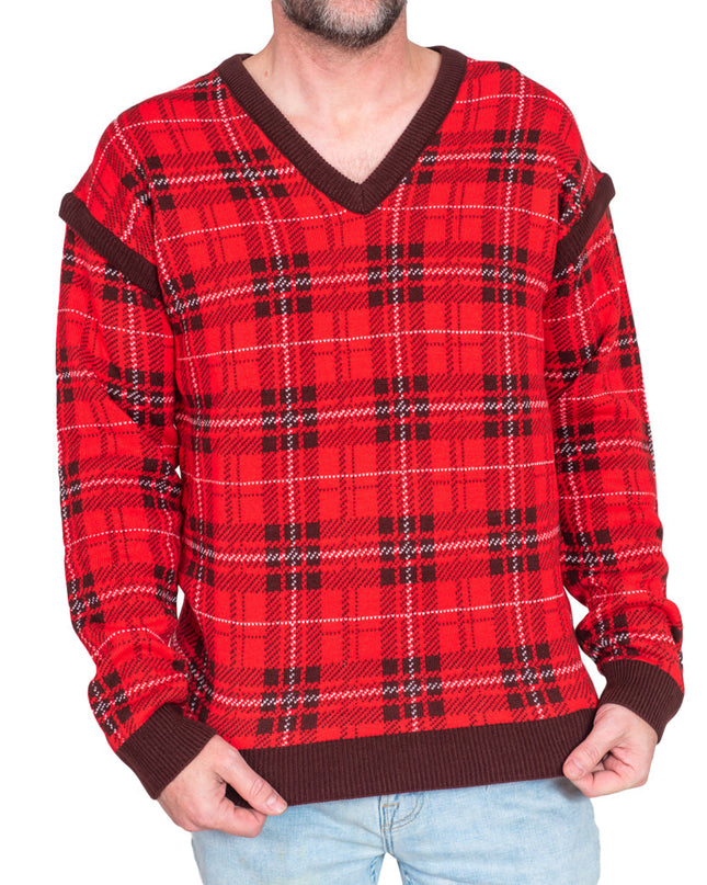 Ugly Sweater Weste mit abnehmbaren Ärmeln und Rentiergeweih