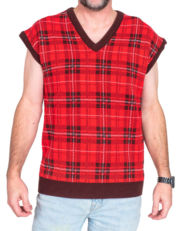 Ugly Sweater Weste mit abnehmbaren Ärmeln und Rentiergeweih