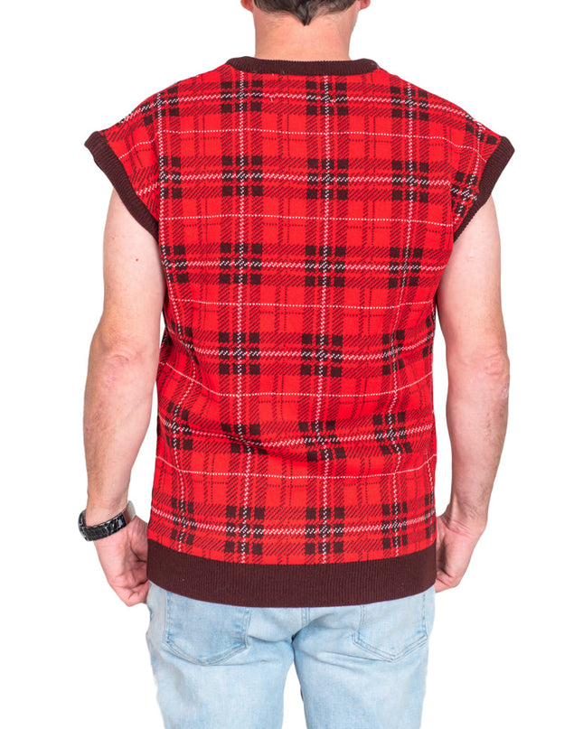 Ugly Sweater Weste mit abnehmbaren Ärmeln und Rentiergeweih