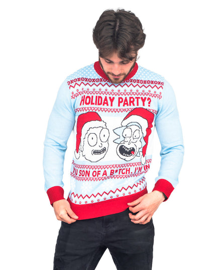 Rick und Morty hellblauer Weihnachtspullover