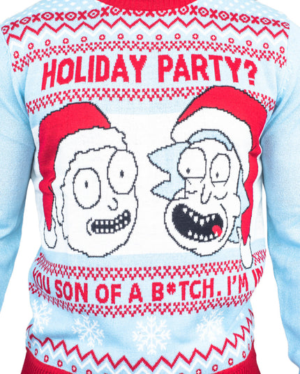 Rick and Morty Light Blue Holiday Party Ugly Christmas Sweater