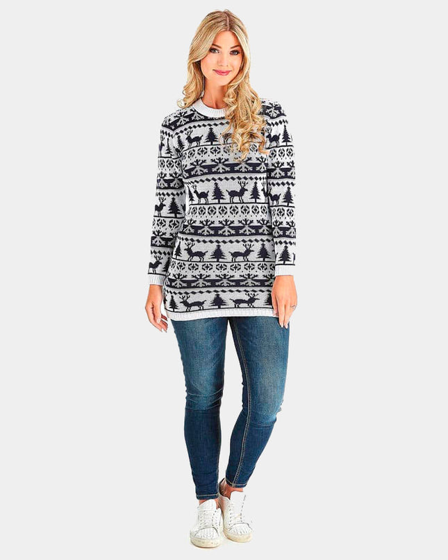 Christmas Dress with Reindeer, Trees, and Snow