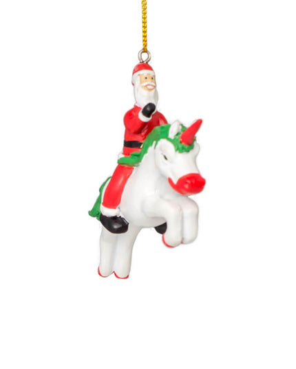 Weihnachtsbaumschmuck mit Einhorn und Weihnachtsmann
