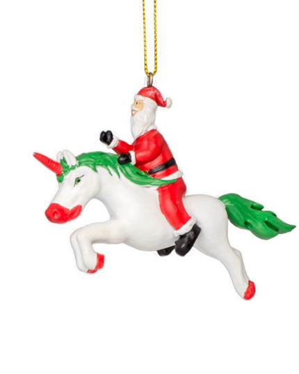 Weihnachtsbaumschmuck mit Einhorn und Weihnachtsmann