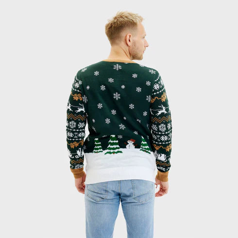 Weihnachtsmann kommt in die Stadt LED-grüner Pullover für Herren