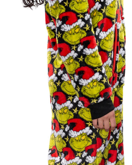 Grinch Santa Hat Pajama Jumpsuit for Men and Women