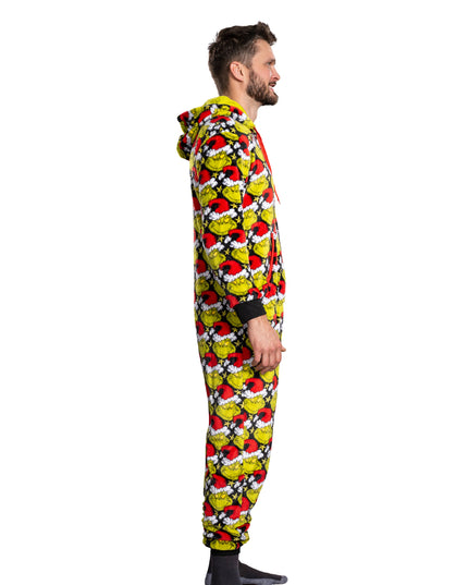 dem Grinch-Pyjama-Overall mit Weihnachtsmannmütze für Damen und Herren und