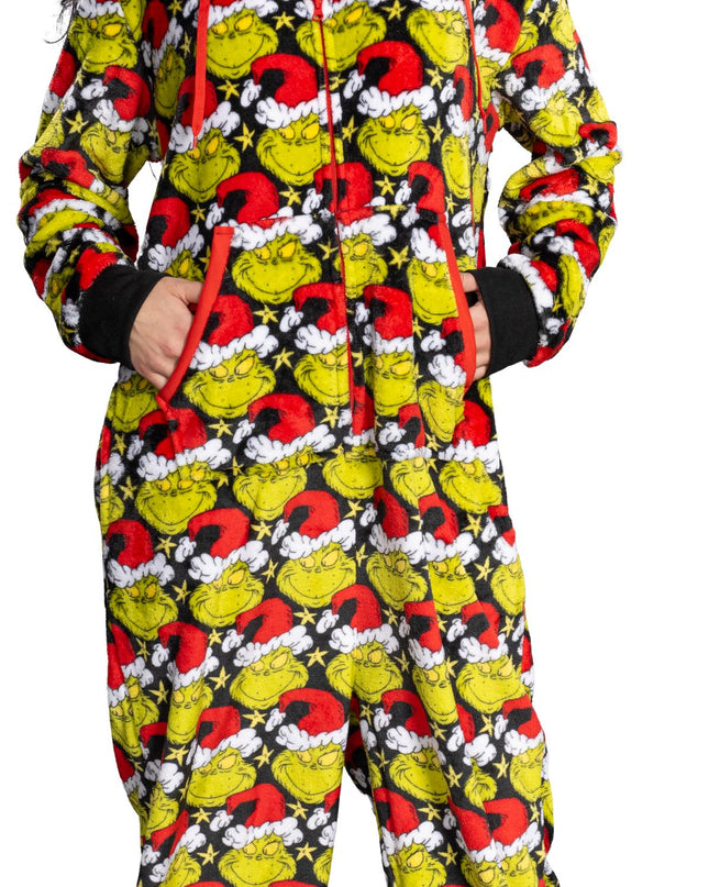 dem Grinch-Pyjama-Overall mit Weihnachtsmannmütze für Damen und Herren und