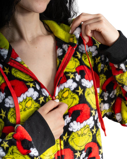 dem Grinch-Pyjama-Overall mit Weihnachtsmannmütze für Damen und Herren und
