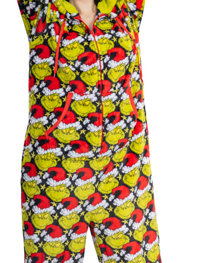 Grinch Santa Hat Pajama Jumpsuit for Men and Women