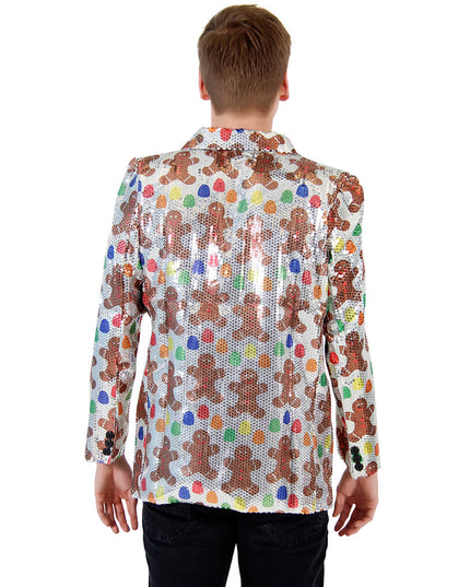 Pailletten-Lebkuchenmann-Blazer für hässliche Weihnachten