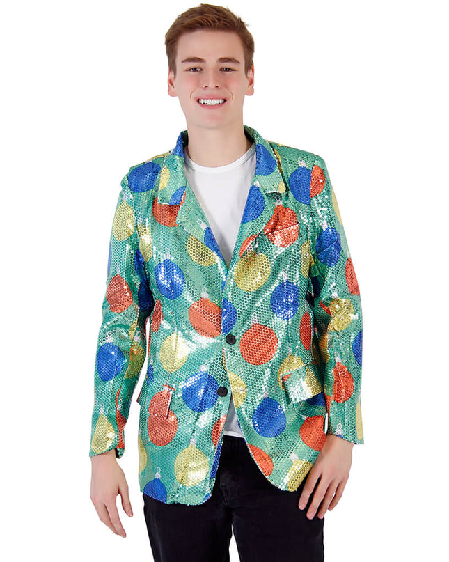 Paillettenornamente, hässlicher Weihnachtsblazer