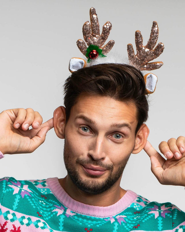 Sequin Reindeer Headband for Holiday Parties
