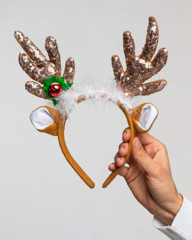 Sequin Reindeer Headband for Holiday Parties