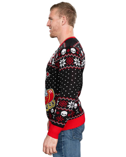 Rock and Roll Santa Claus Guitar Sleigh Ugly Sweater