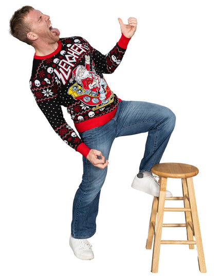 Rock'n'Roll-Weihnachtsmann, Gitarrenschlittenfahrer, hässlicher Pullover
