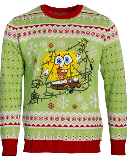 Spongebob Tangled LED Lights Ugly Christmas Sweater