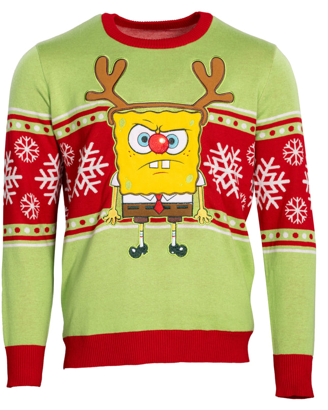 Spongebob LED-Rentiernase hässlicher Weihnachtspullover