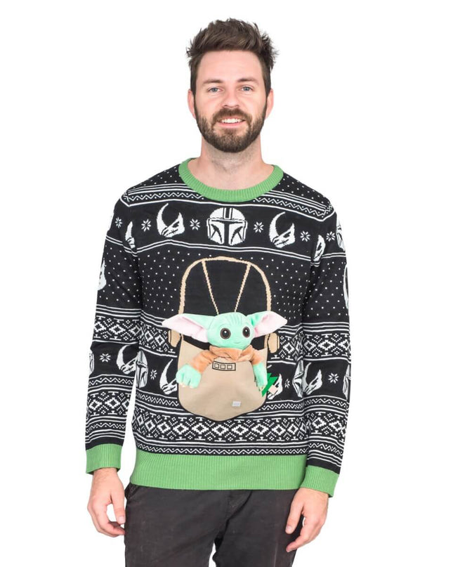Star Wars Baby Yoda Weihnachtspullover mit Lichtern