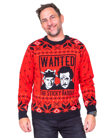 Lustiger, hässlicher Weihnachtspullover aus den 1980er Jahren mit Sticky Bandits-Motiven