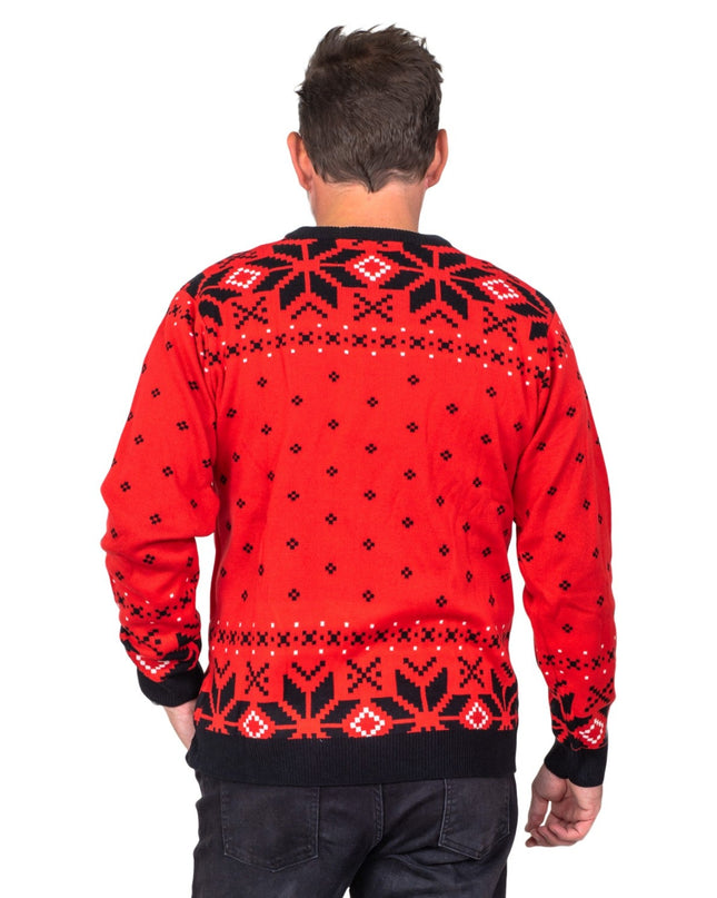 Lustiger, hässlicher Weihnachtspullover aus den 1980er Jahren mit Sticky Bandits-Motiven