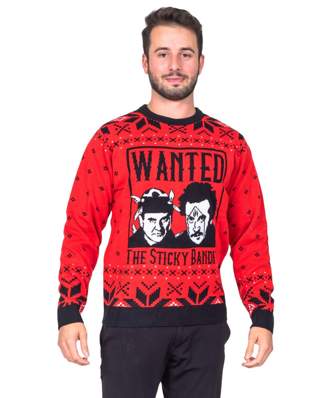 Lustiger, hässlicher Weihnachtspullover aus den 1980er Jahren mit Sticky Bandits-Motiven