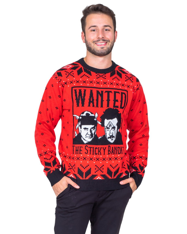 Lustiger, hässlicher Weihnachtspullover aus den 1980er Jahren mit Sticky Bandits-Motiven