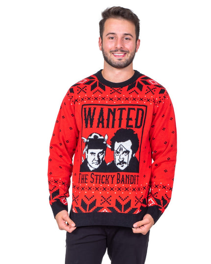 Lustiger, hässlicher Weihnachtspullover aus den 1980er Jahren mit Sticky Bandits-Motiven
