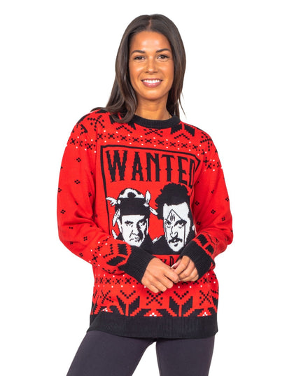 Lustiger, hässlicher Weihnachtspullover aus den 1980er Jahren mit Sticky Bandits-Motiven