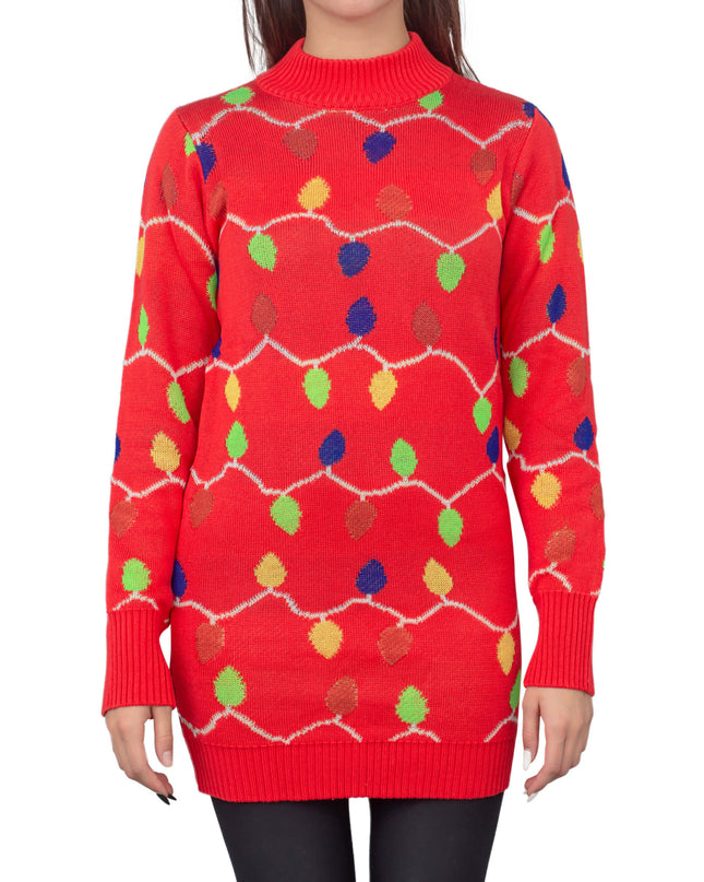 Weihnachtspulloverkleid mit Lichterkette für Damen