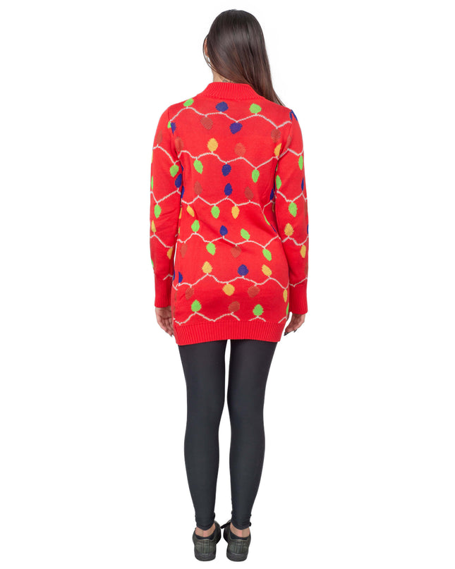 Weihnachtspulloverkleid mit Lichterkette für Damen