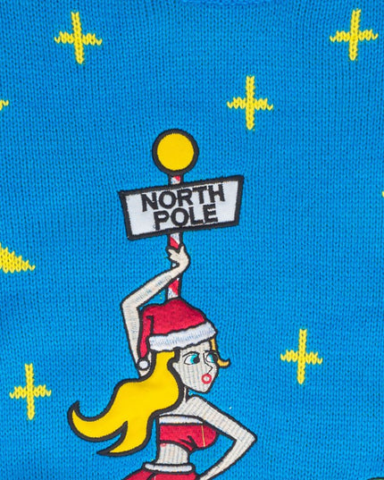 Damen-Weihnachtspullover mit Stripperstangenmotiv