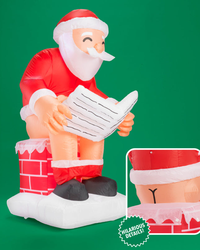 Santa's Log on the Fire Christmas Inflatable Decoration