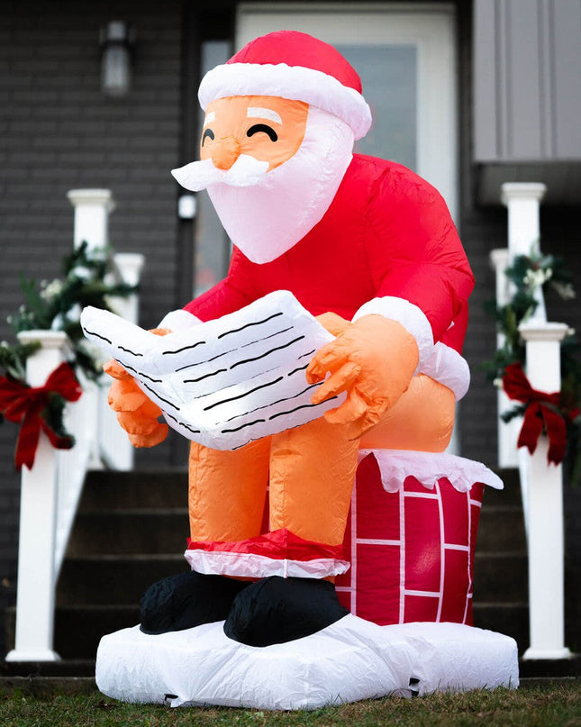 Santa's Log on the Fire Christmas Inflatable Decoration