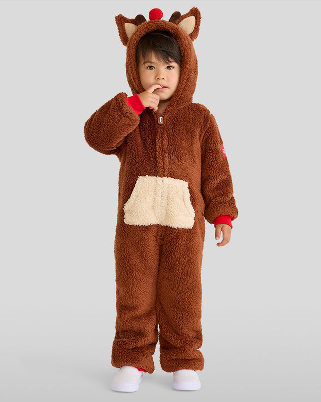 Toddler Boy's Rudolph Sherpa Jumpsuit