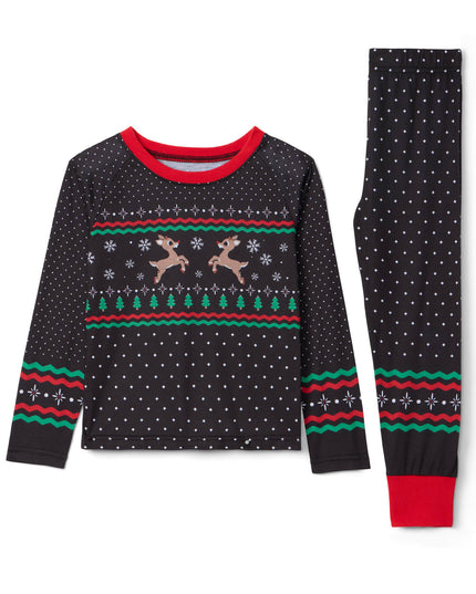 Toddler Boy's Fair Isle Rudolph Crew Neck Pajama Set