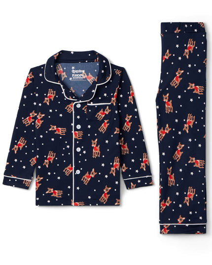 Baby Girl's Rudolph Lapel Pajama Set