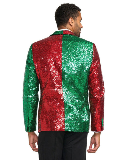 Men's Red and Green Sequin Blazer