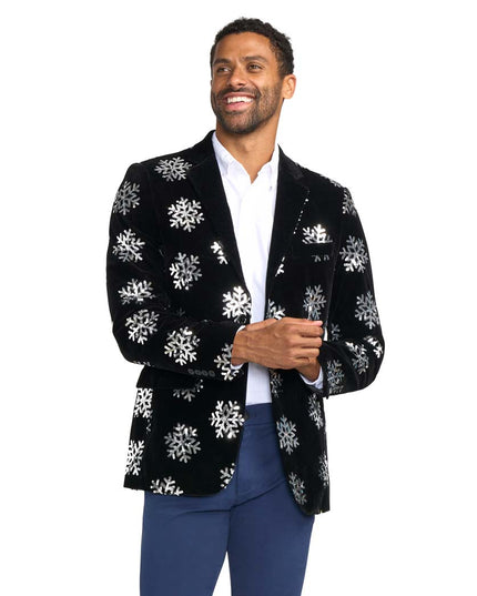 Men's Sequined Snowflake Velvet Blazer