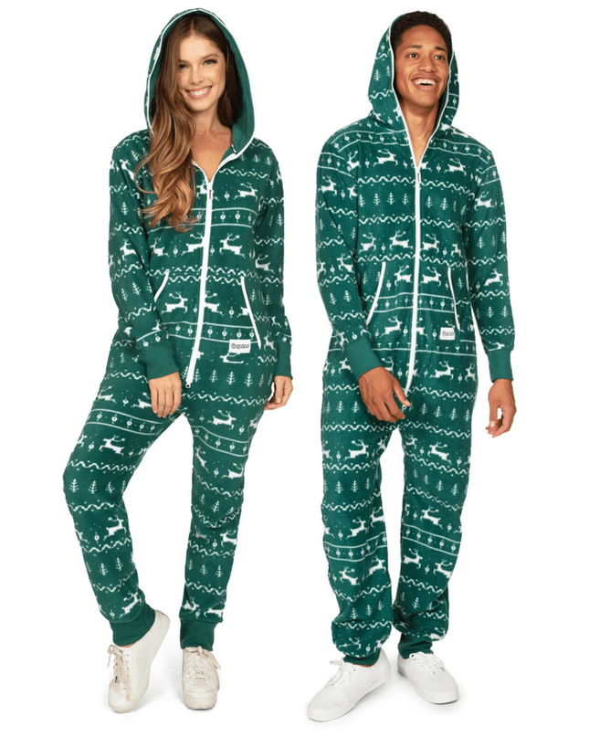 Matching Green Fair Isle Couples Jumpsuits