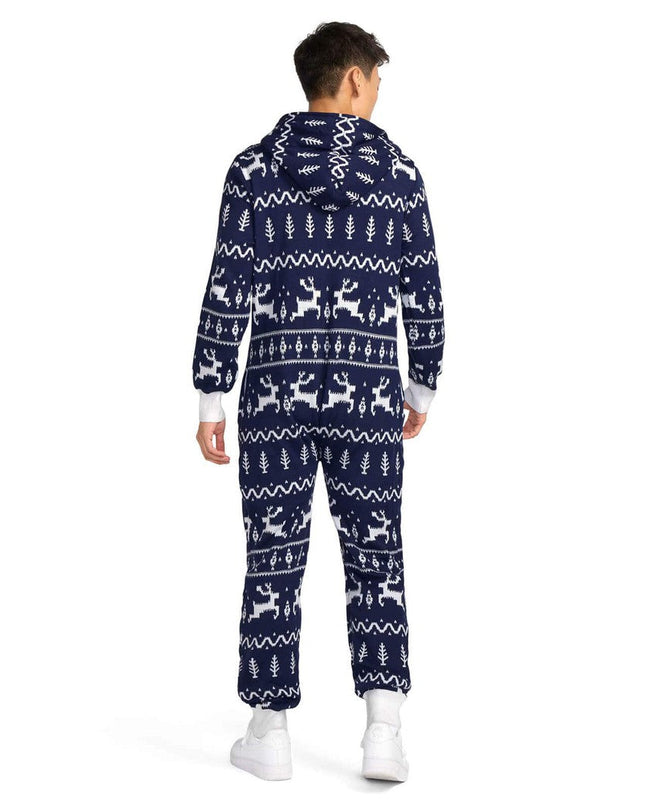Men's Navy Fair Isle Knit Jumpsuit