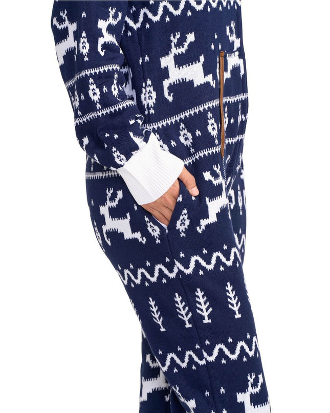 Women's Navy Fair Isle Knit Jumpsuit