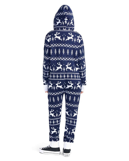 Women's Navy Fair Isle Knit Jumpsuit